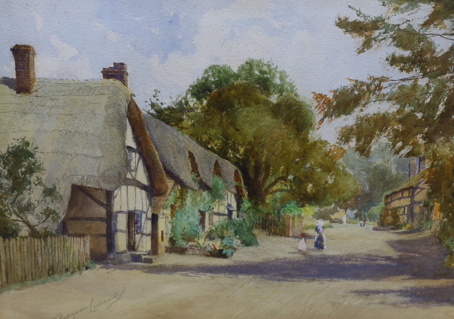 T. Hodgson Liddell R.B.A. (1860-1925), three watercolours, Village street scenes, signed, 26 x 37cm